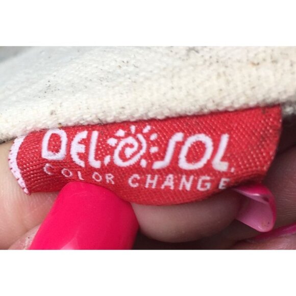 Large White Del Sol Color change Tote Bag with Palm Trees on it - Picture 3 of 12